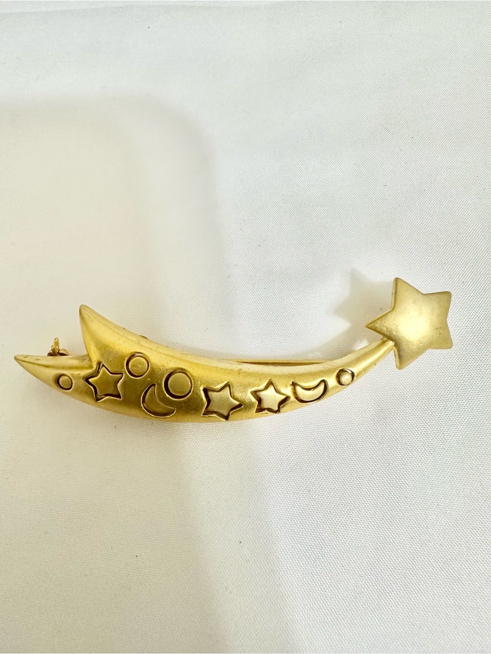 Vintage Gold Plated Shooting Star & Moon Brooch